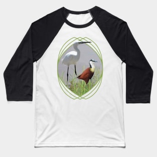 Little Egret and African Jacana are Birds in Kenya / Africa Baseball T-Shirt